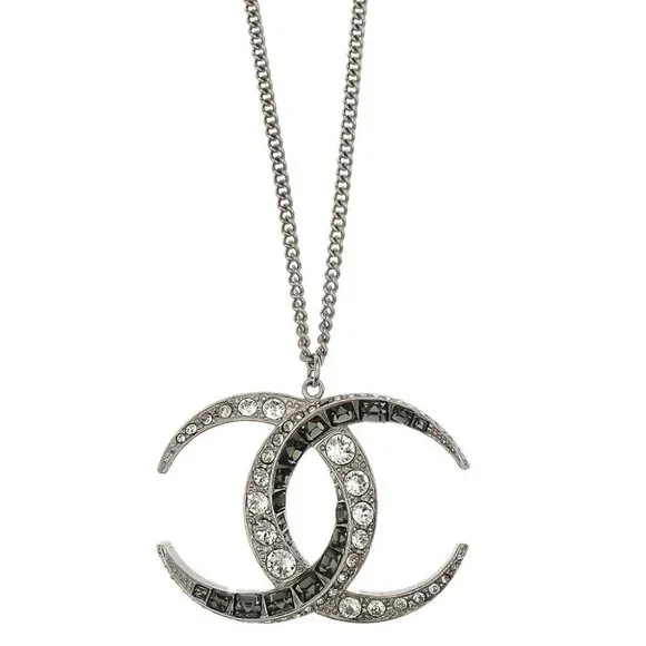 Chanel CC Chain Pendant Necklace Silver Rhinestone B15C 155186 - Picture 1 of 4